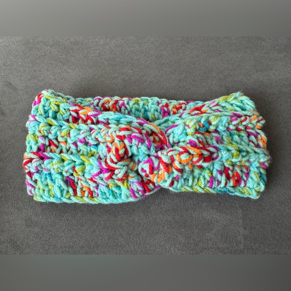 Hand Crafted Accessories - Crocheted Handcrafted Mint Green and Multicolor Ear Warmer